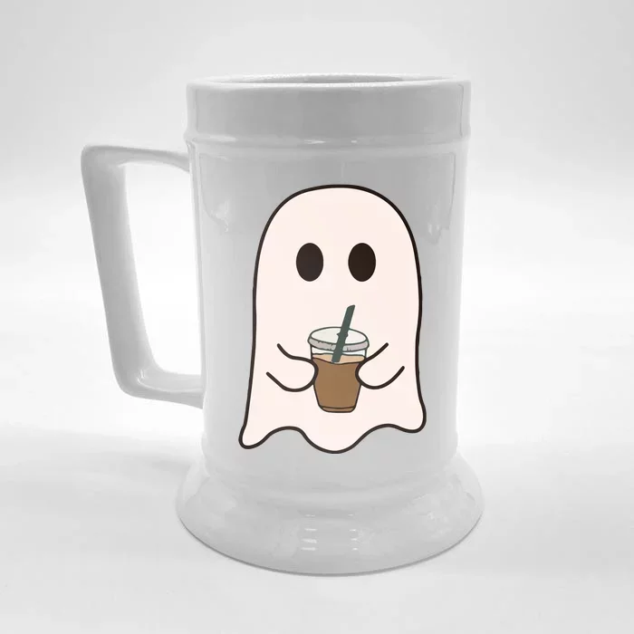 Spooky Season Cute Little Ghost Ice Coffee Halloween Costume Front & Back Beer Stein