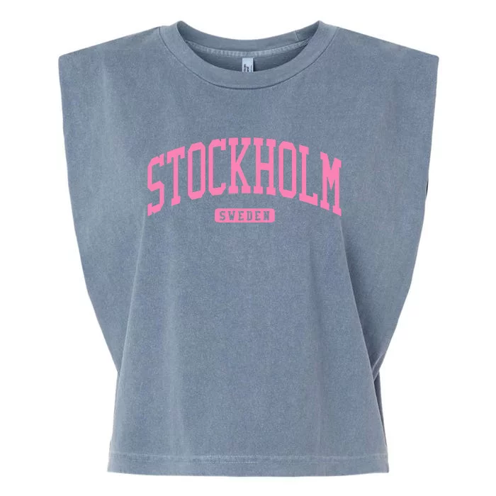 Stockholm Sweden College University Style Garment-Dyed Women's Muscle Tee