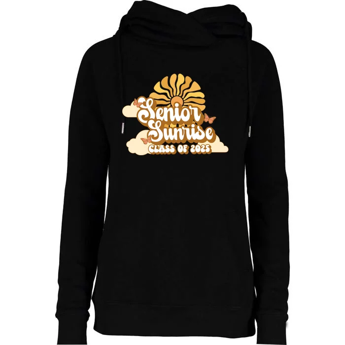 Senior Sunrise Class Of 2025 Retro Senior Womens Funnel Neck Pullover Hood