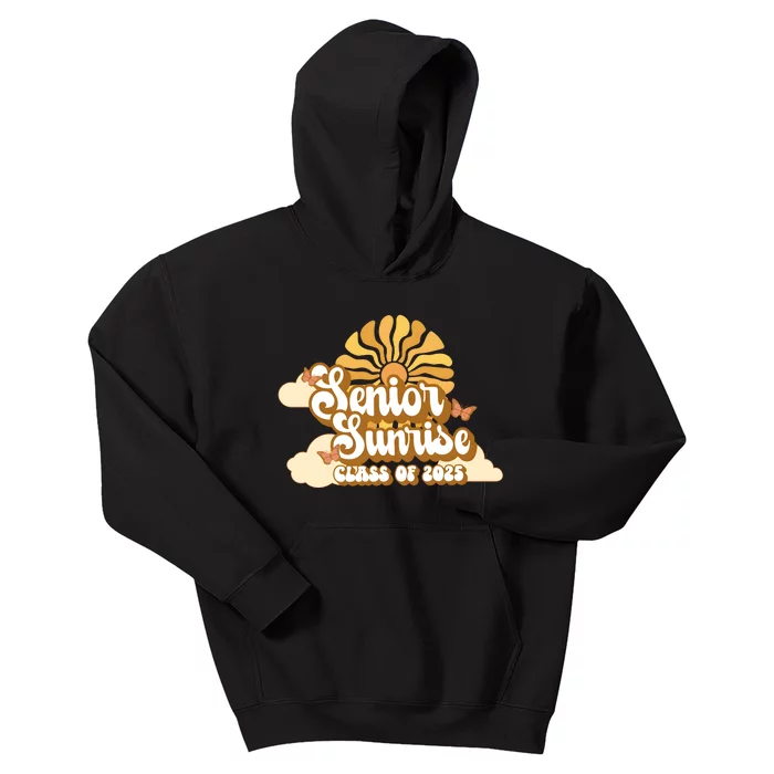 Senior Sunrise Class Of 2025 Retro Senior Kids Hoodie