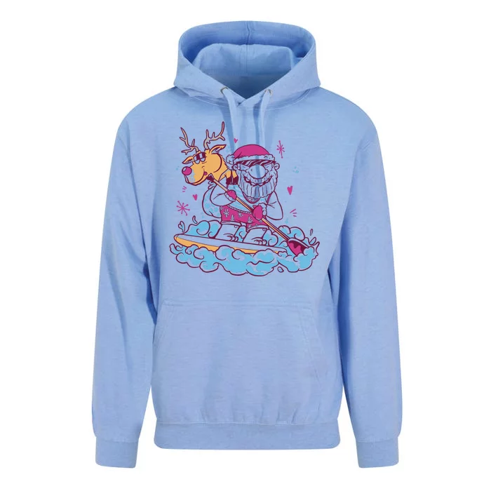 Santa Surfing Christmas Holiday Vacation Unisex Surf Hoodie