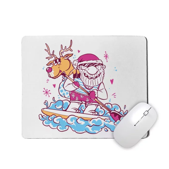 Santa Surfing Christmas Holiday Vacation Mousepad