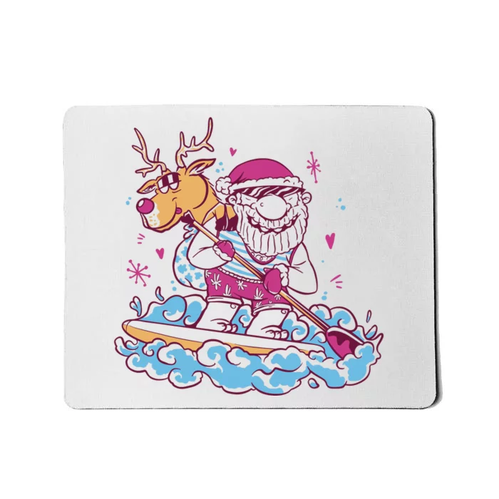 Santa Surfing Christmas Holiday Vacation Mousepad