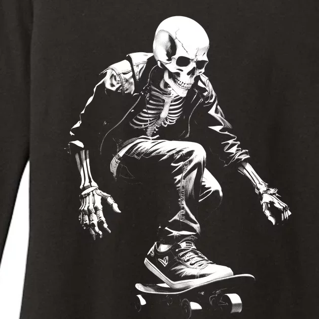 Skeleton Skateboarder Cool Womens CVC Long Sleeve Shirt