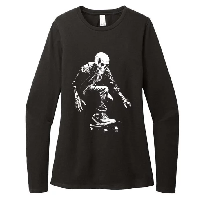 Skeleton Skateboarder Cool Womens CVC Long Sleeve Shirt