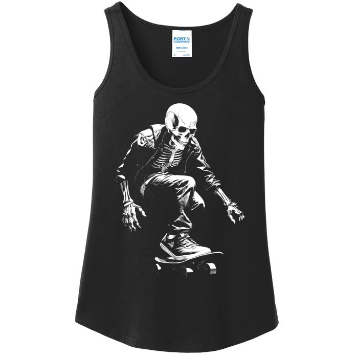 Skeleton Skateboarder Cool Ladies Essential Tank