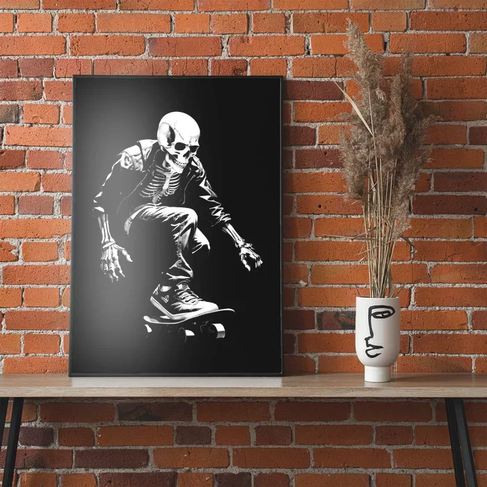 Skeleton Skateboarder Cool Poster