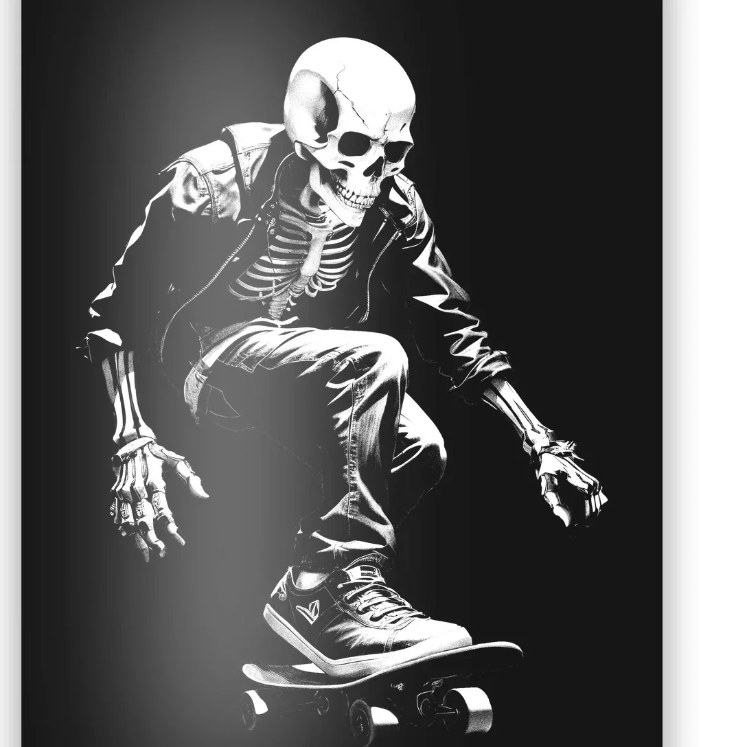 Skeleton Skateboarder Cool Poster