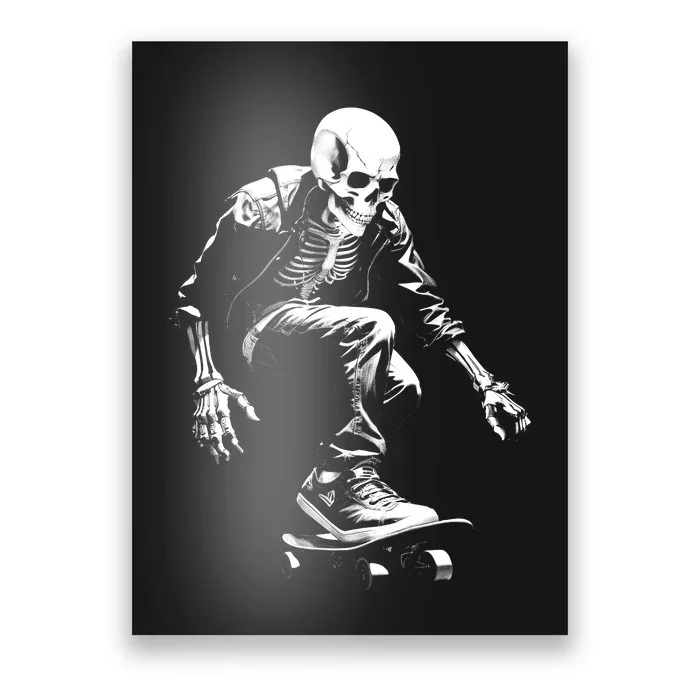 Skeleton Skateboarder Cool Poster