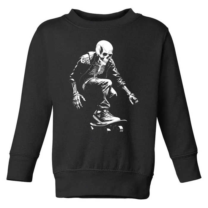 Skeleton Skateboarder Cool Toddler Sweatshirt