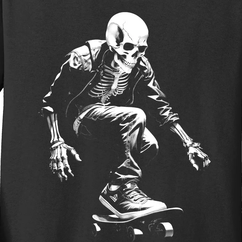 Skeleton Skateboarder Cool Kids Long Sleeve Shirt