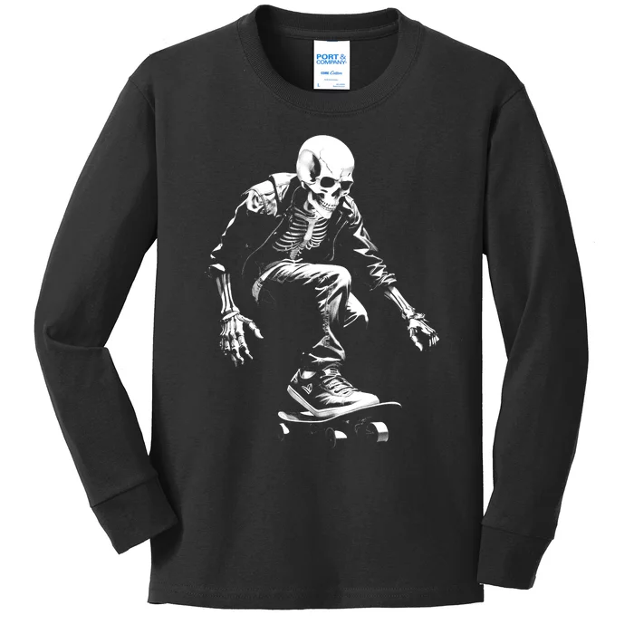 Skeleton Skateboarder Cool Kids Long Sleeve Shirt