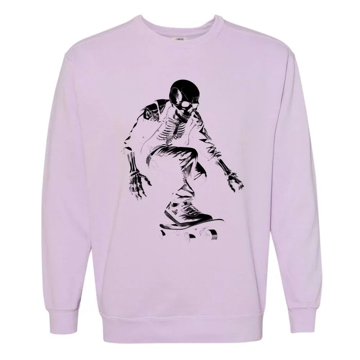 Skeleton Skateboarder Cool Garment-Dyed Sweatshirt