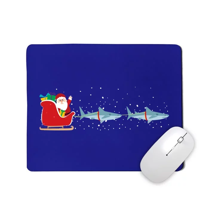 Shark Santa Christmas Sleigh Funny Shark Xmas Gift Mousepad