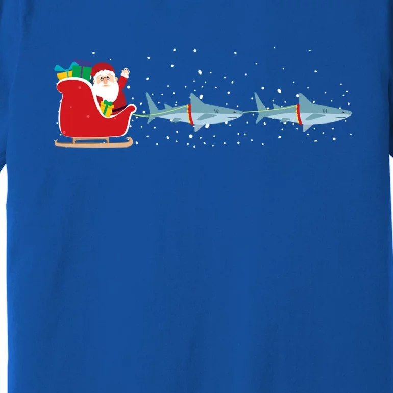 Shark Santa Christmas Sleigh Funny Shark Xmas Gift Premium T-Shirt