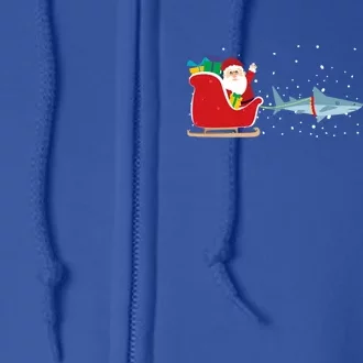 Shark Santa Christmas Sleigh Funny Shark Xmas Gift Full Zip Hoodie