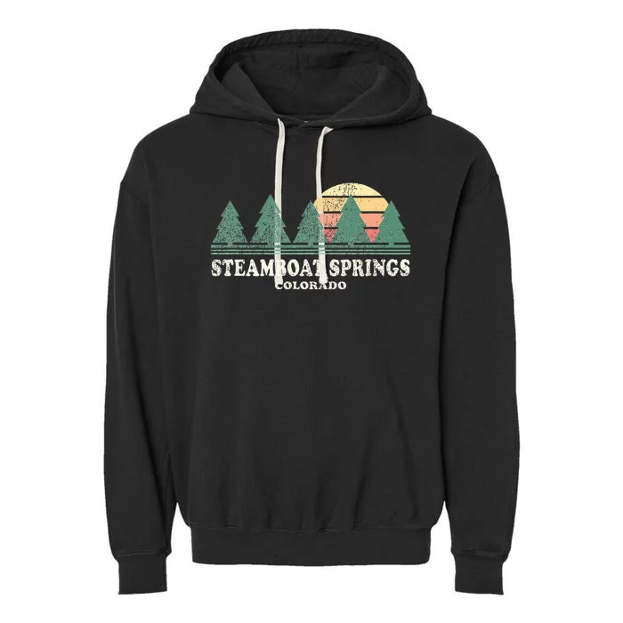 Steamboat Springs Co Vintage Throwback Retro 70s Design Garment-Dyed Fleece Hoodie