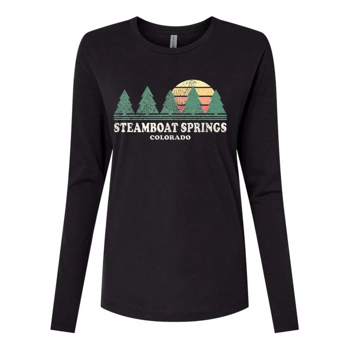 Steamboat Springs Co Vintage Throwback Retro 70s Design Womens Cotton Relaxed Long Sleeve T-Shirt