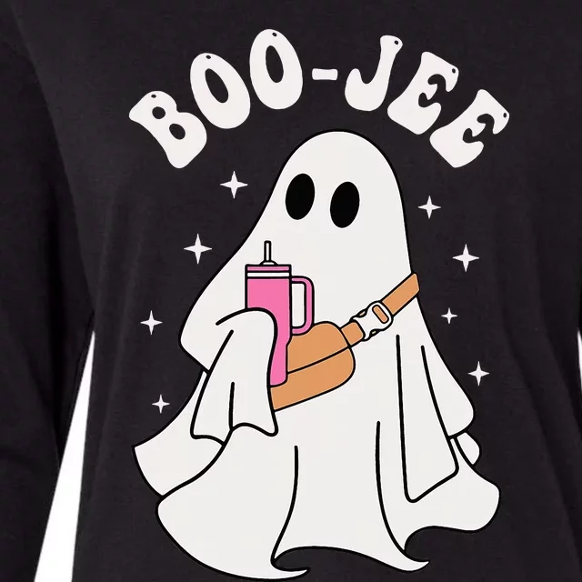 Spooky Season Cute Ghost Halloween Costume Boujee BooJee Womens Cotton Relaxed Long Sleeve T-Shirt