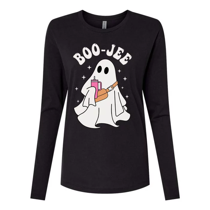 Spooky Season Cute Ghost Halloween Costume Boujee BooJee Womens Cotton Relaxed Long Sleeve T-Shirt