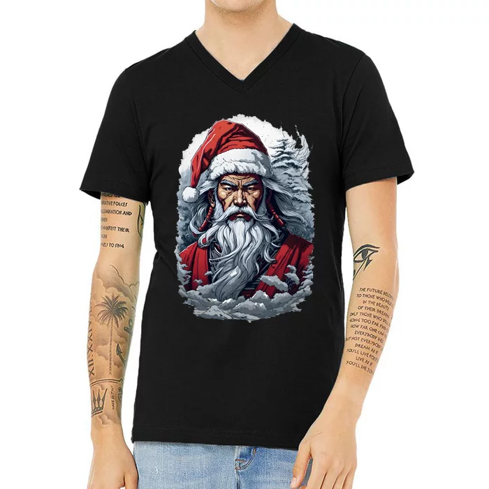 Samurai Santa Claus V-Neck T-Shirt