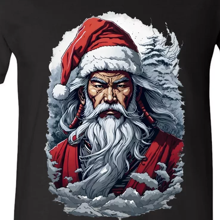 Samurai Santa Claus V-Neck T-Shirt