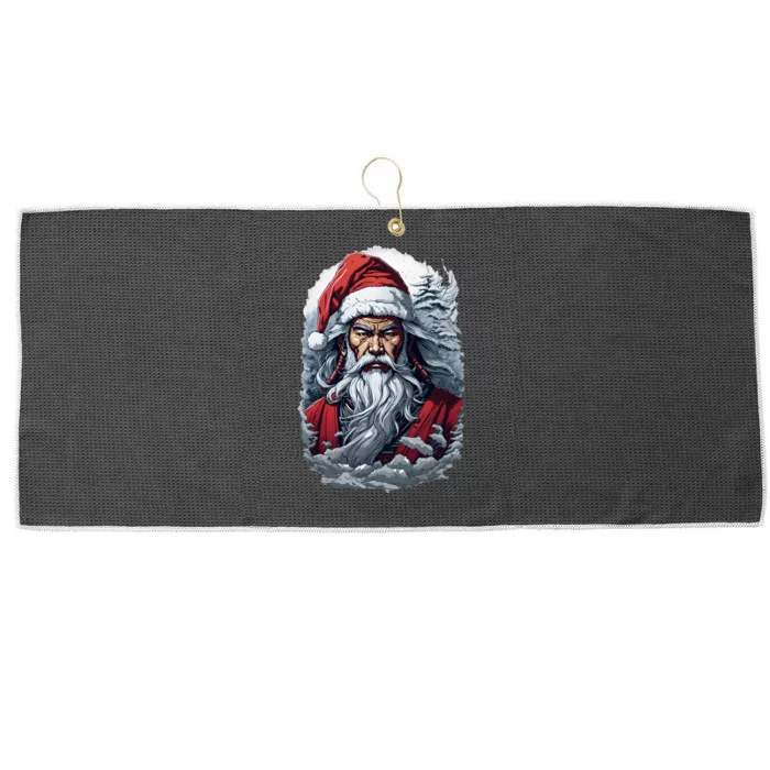 Samurai Santa Claus Large Microfiber Waffle Golf Towel