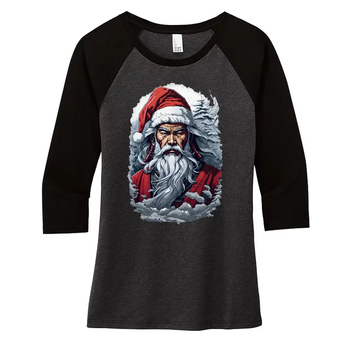 Samurai Santa Claus Women's Tri-Blend 3/4-Sleeve Raglan Shirt