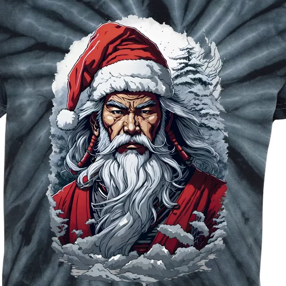 Samurai Santa Claus Kids Tie-Dye T-Shirt