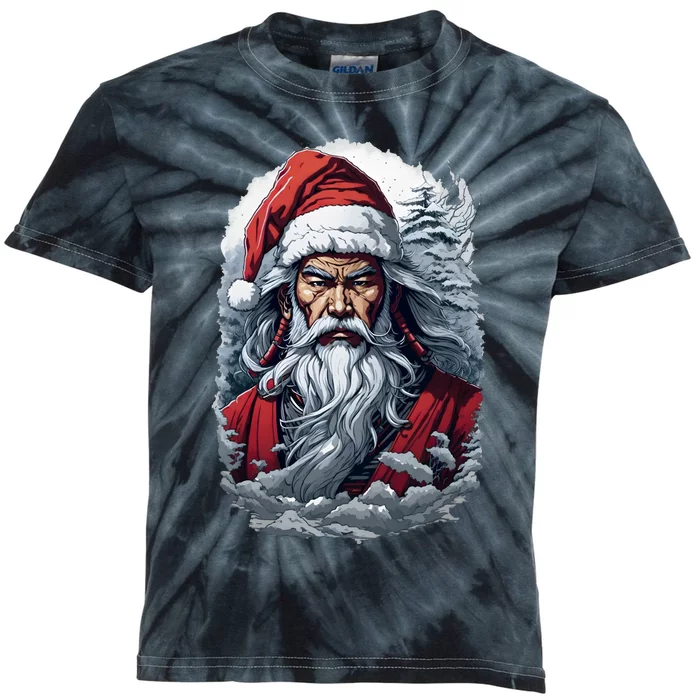 Samurai Santa Claus Kids Tie-Dye T-Shirt