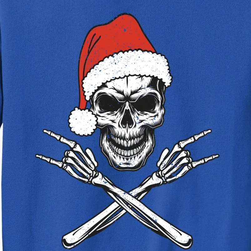 Skeleton Santa Claus Hat Rock And Roll Hand Cool Christmas Funny Gift Sweatshirt