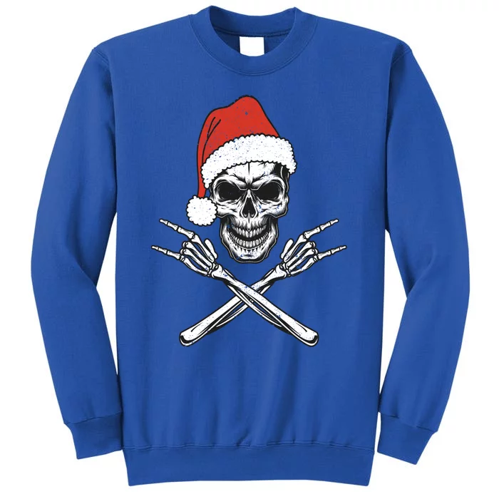 Skeleton Santa Claus Hat Rock And Roll Hand Cool Christmas Funny Gift Sweatshirt