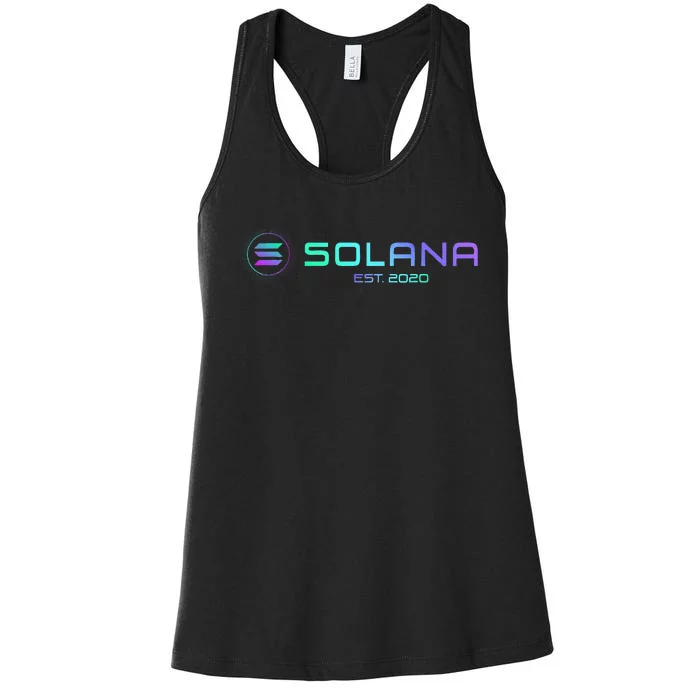 Solana Sol Coin Crypto Logo Blockchain Solana Women's Racerback Tank