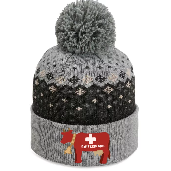 Switzerland Swiss Cow The Baniff Cuffed Pom Beanie