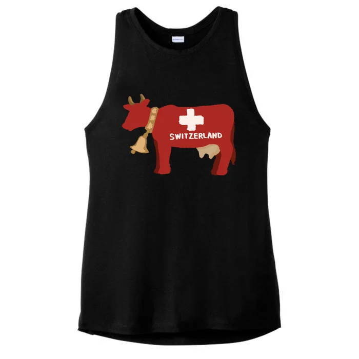 Switzerland Swiss Cow Ladies Tri-Blend Wicking Tank