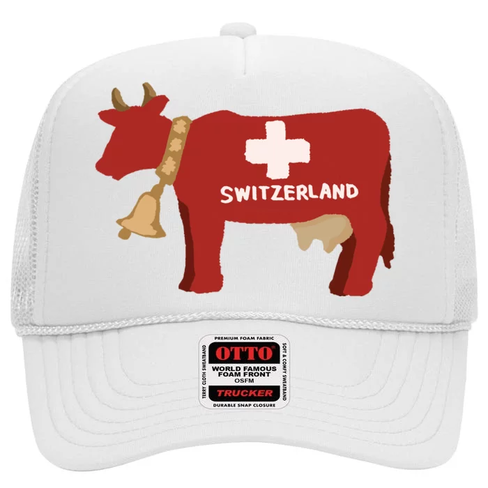 Switzerland Swiss Cow High Crown Mesh Trucker Hat