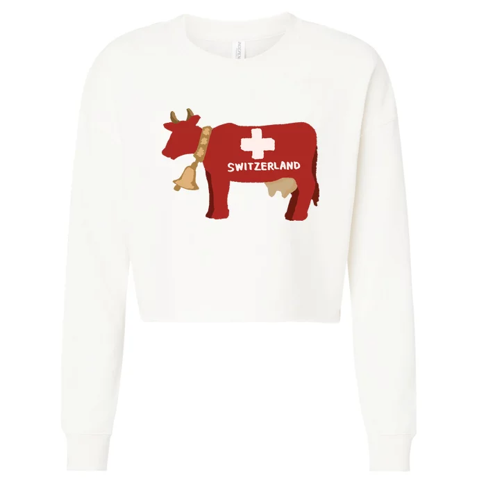 Switzerland Swiss Cow Cropped Pullover Crew