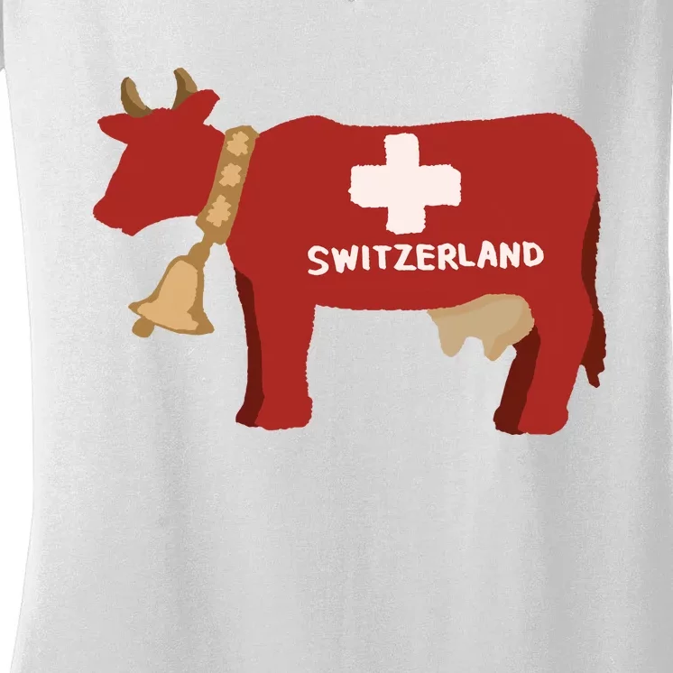 Switzerland Swiss Cow Women's V-Neck T-Shirt