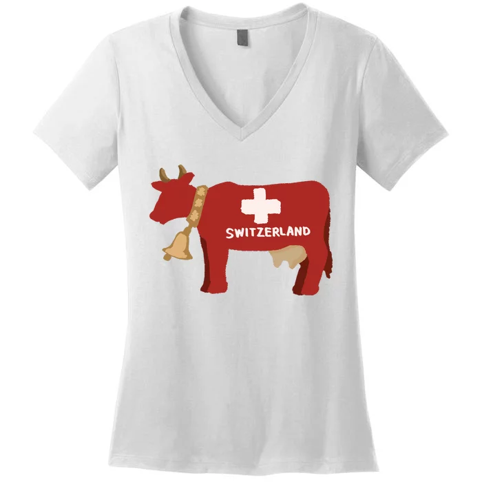 Switzerland Swiss Cow Women's V-Neck T-Shirt