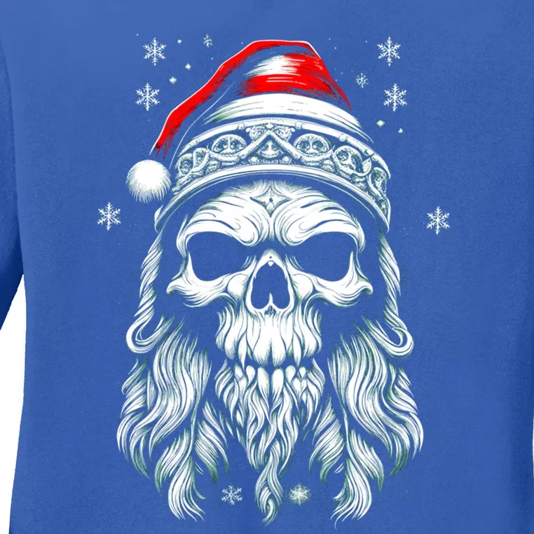 Skull/Skeleton Santa Claus Goth Horror Rock Metal Christmas Great Gift Ladies Long Sleeve Shirt