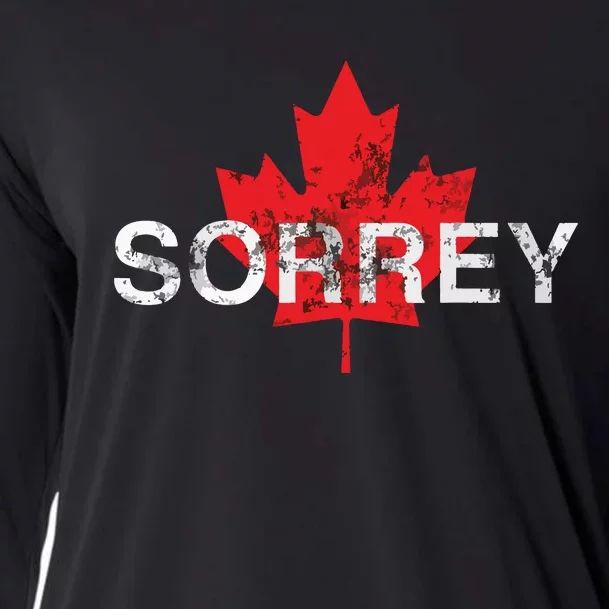 Sorrey Sorry Canadian Funny Apology Red Maple Leaf Cooling Performance Long Sleeve Crew