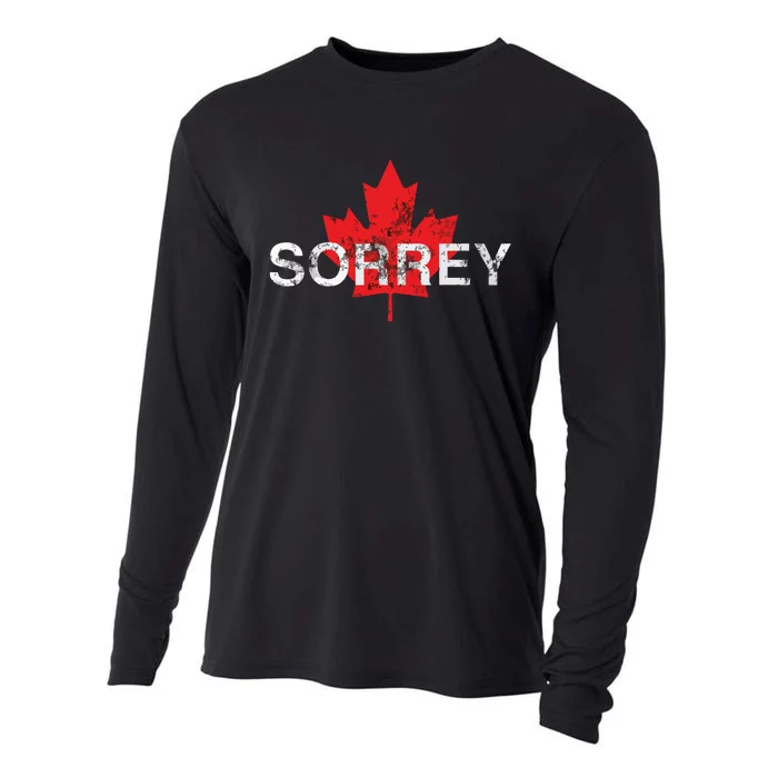 Sorrey Sorry Canadian Funny Apology Red Maple Leaf Cooling Performance Long Sleeve Crew