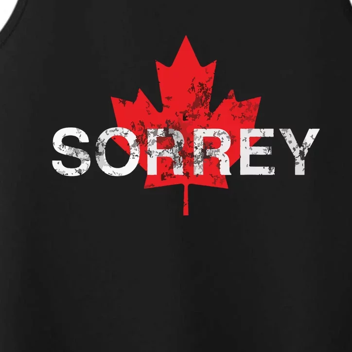 Sorrey Sorry Canadian Funny Apology Red Maple Leaf Performance Tank