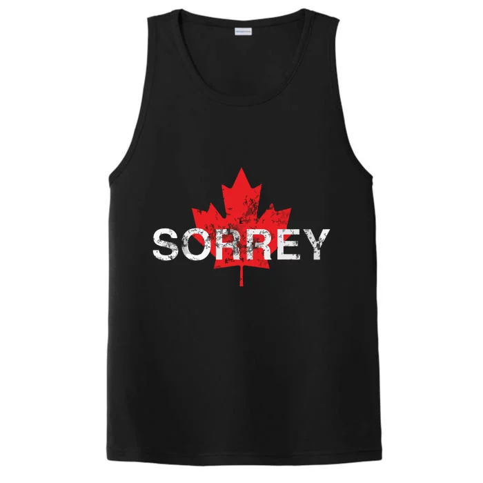 Sorrey Sorry Canadian Funny Apology Red Maple Leaf Performance Tank