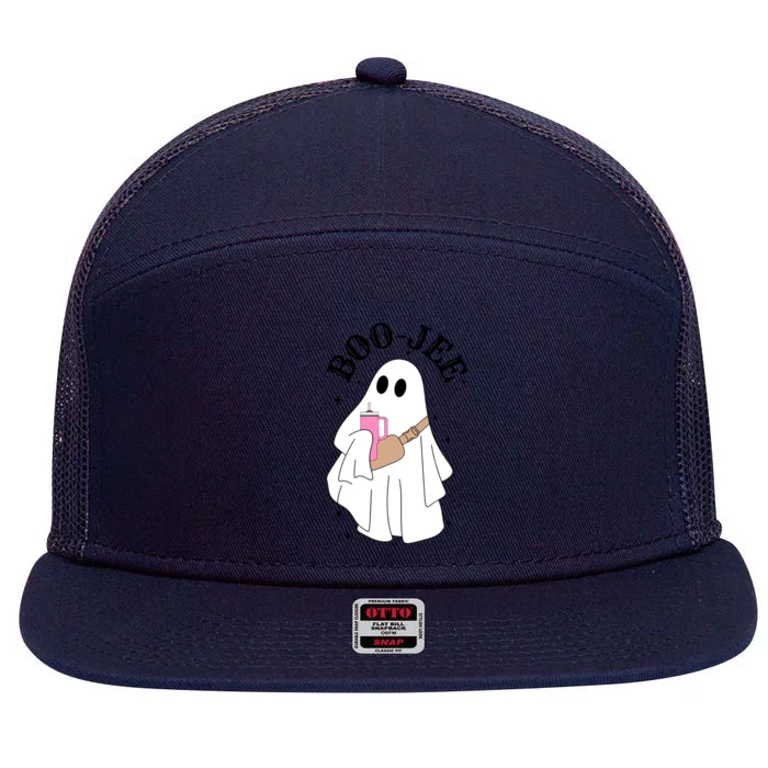 Spooky Season Cute Ghost Halloween Costume Boujee Boojee Meaningful Gift 7 Panel Mesh Trucker Snapback Hat