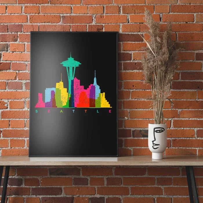 Seattle Skyline Colorful Washington Poster