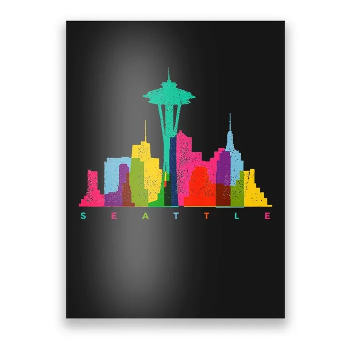 Seattle Skyline Colorful Washington Poster