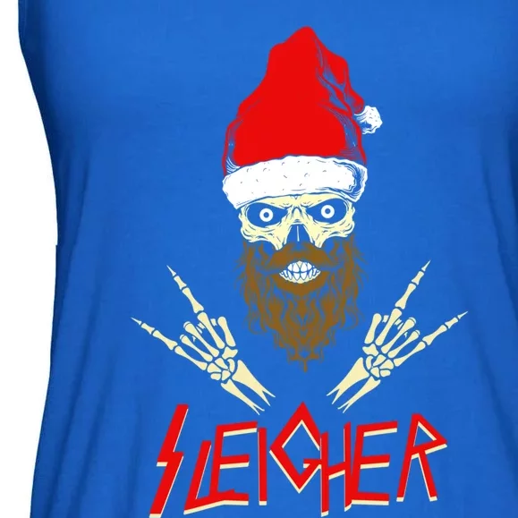 Sleigher Santa Christmas Skull Heavy Metal Rock N Roll Gift Ladies Essential Flowy Tank