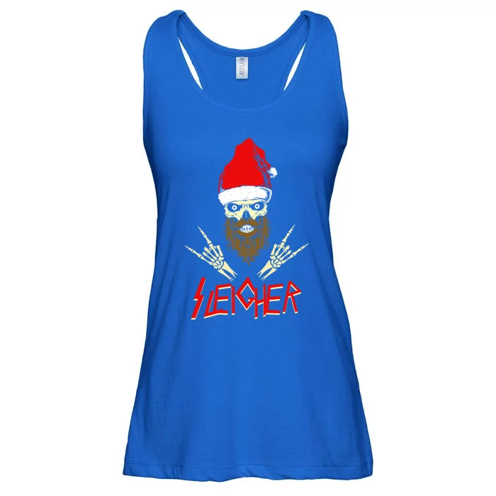 Sleigher Santa Christmas Skull Heavy Metal Rock N Roll Gift Ladies Essential Flowy Tank