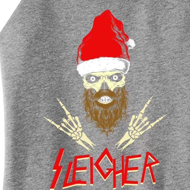 Sleigher Santa Christmas Skull Heavy Metal Rock N Roll Gift Women’s Perfect Tri Rocker Tank